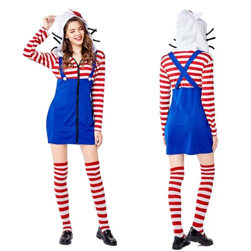 Halloween Costumes Cute Jingle Cat Cosplay Skirt Hooded Dress for Girls Night Club Party Costume Jumpsuit