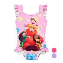 Turning Red Swimwear Toddler Kids One Piece Swimsuit with Flounces for Girls