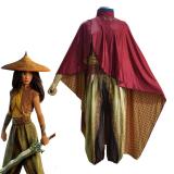 Raya and The Last Dragon Costume Raya Warrior Outfit with Cape Halloween Cosplay Jumpsuit