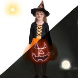 Halloween children luminous led pumpkin dress witch costume