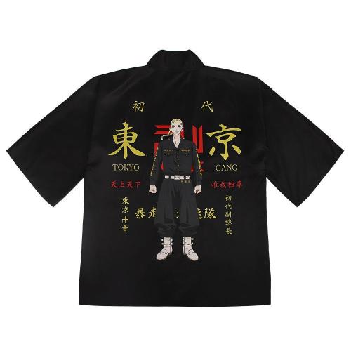 Tokyo Revengers Kimono Short Sleeve T-shirt Hanagaki Takemichi Ken Cosplay Costume Top Tees for Men