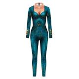 Atlanna Queen Aquaman Cosplay Costume Jumpsuit Halloween Sequined Catsuit Party Zentai