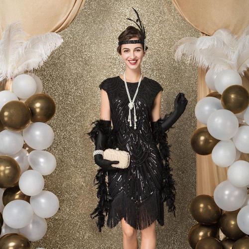 Vintage sequin skirt Gatsby style ball dress