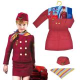 Flight Attendant Cosplay Costume Halloween Outfits Set for Girls