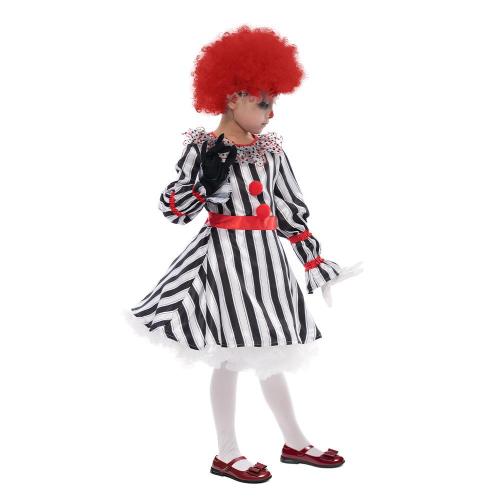 Black and white striped cute clown girl's Halloween cosplay costumes