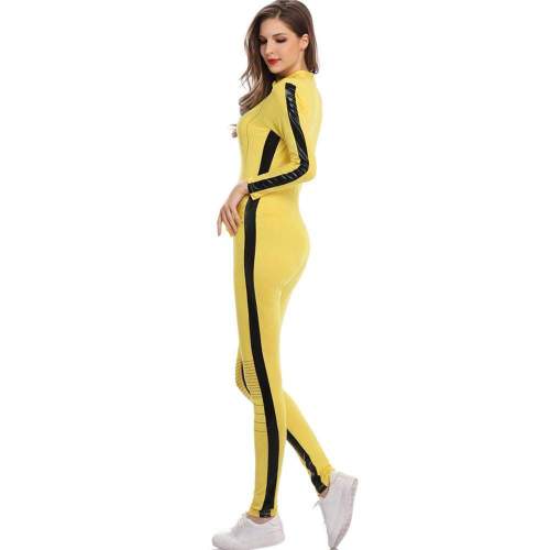 Kill Bill Cosplay Costume Yellow Bodycon Jumpsuit Motorcycle Night Club Racer Zentai Suits for Women