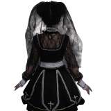 Black gothic dress Lolita Halloween cosplay costume