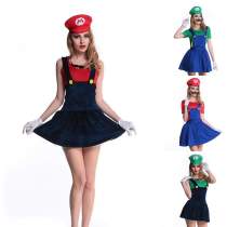 Women Adult Super Mario Luigi Brothers Plumber Dress Cosplay Costumes