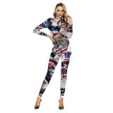 US National Day Jumpsuit American Flag Eagle Printed 4th of July Costumes Independence Day Uniform Zentai