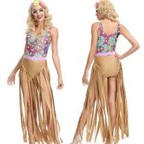 Halloween Women 70S Hippie Vintage Disco Party Dress Costume