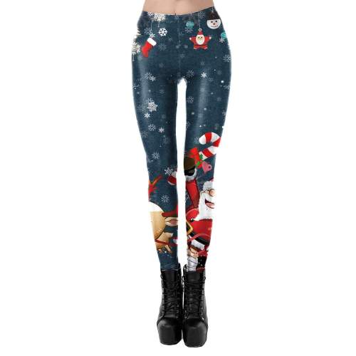 Christmas Women's Print Personalized Lace Stretch Leggings