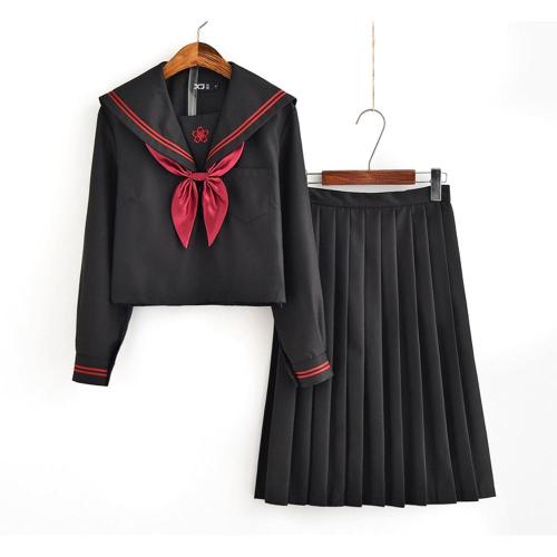 Jk Uniform Lolita Black Sailor Cosplay Costume with Pleated Skirt