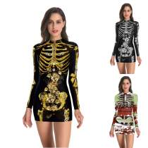 Halloween skull women sexy dress skeleton cosplay costume