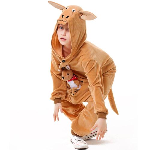 Cosplay kangaroo kids unisex hooded jumpsuit