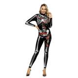 Adult Skeleton Print Zentai Jumpsuit Halloween Cosplay Costume