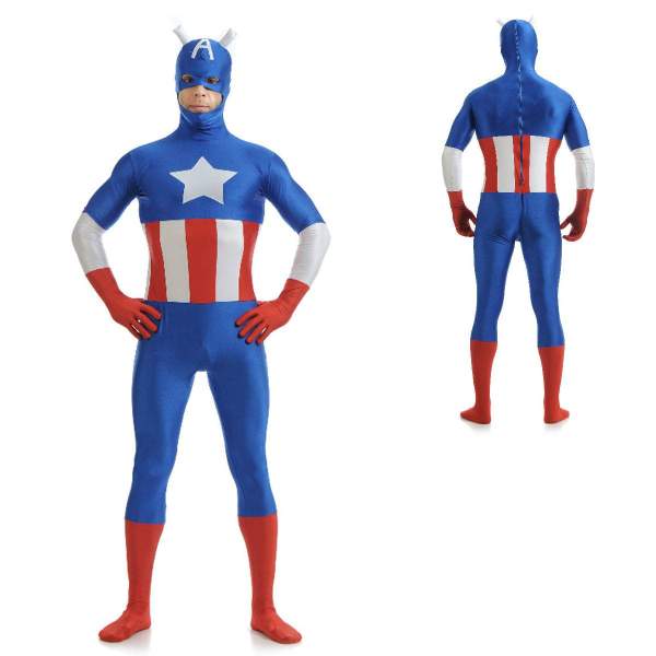 Halloween Captain America Bodysuit Zentai Superhero Tight Costume