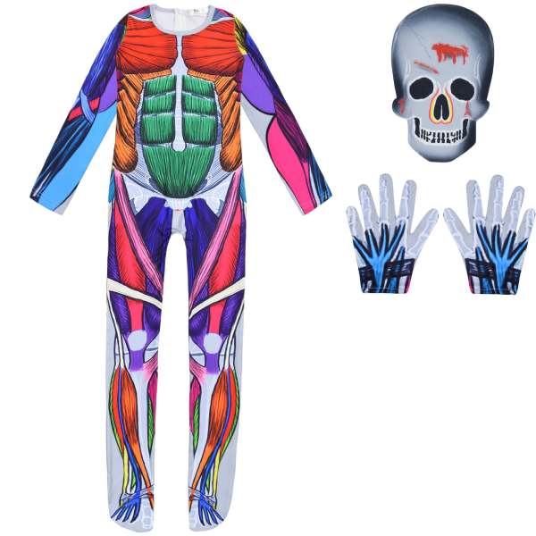 Halloween Costume Color Human Skull Cosplay Party Style Jumpsuit