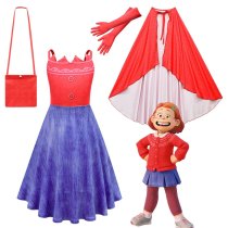 Turning Red Mei Costume Dresses Halloween Party Performance Cami Dress and Cape Outfit Sets for Girls