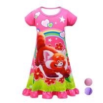 Turning Red Costume Dresses Nightgown Ruffle Pajamas Night Dress For Toddler Girls