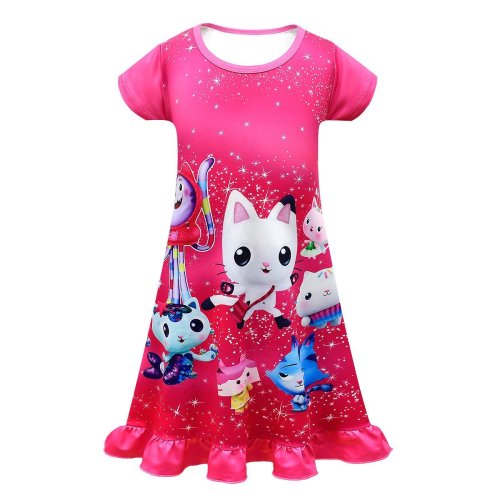 Gabby's Dollhouse Costume Ruffle Dresses Nightgown Short Sleeve Princess Pajamas Night Dress For Toddler Girls