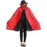 Ladybug Cosplay Costume Halloween Black Polka Dot Cloak