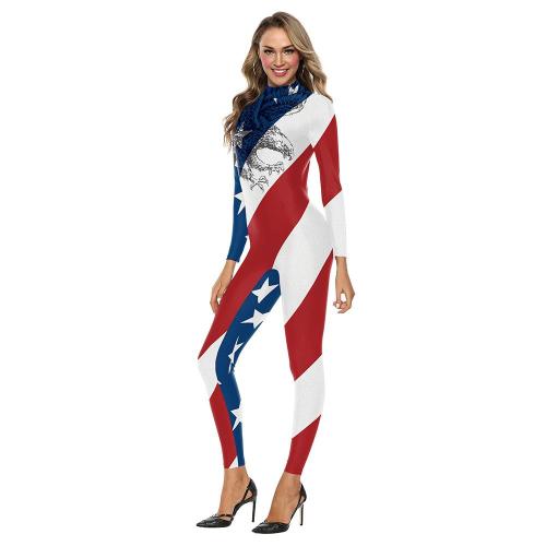 Independence Day Costumes American Flag National Day Digital Print Jumpsuit July Fourth Women Zentai