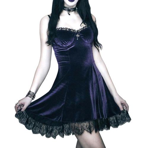 Halloween dark devil lace low-cut suspender dress