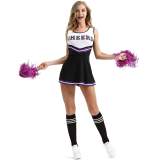 Women Cheerleader Costume Outfit With Pom Poms Fancy Uniform for Basketball High School Sports Costume Dress