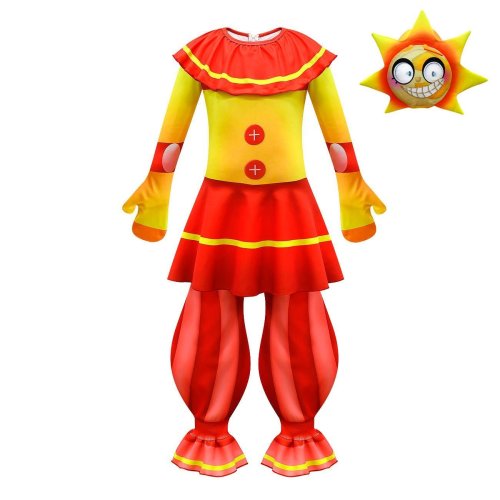 Halloween Clown Cosplay Costumes Jumpsuit Sun Moon Costume Performance Romper For Kids