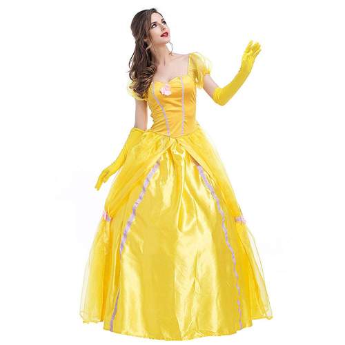 The Beast and Beauty Adult Belle Costume Cosplay Fancy Dress
