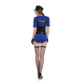 Policewoman Cosplay Costumes Halloween Police Officer Jumpsuit In Blue Sexy Professional Uniform with Hat Handcuffs