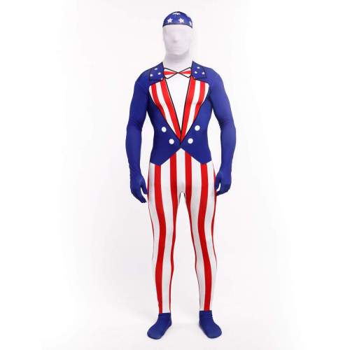USA National Flag American Flag Bodysuit Zentai Catsuit Tights Costume