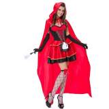 Halloween Women's Deluxe Little Red Riding Cloak Costume Dress