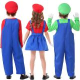 Mario plumber cosplay game role play clothes for children