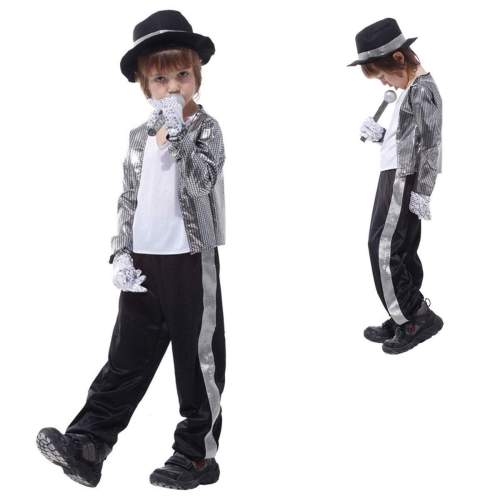 Kid Michael Jackson Thriller Fancy Cosplay Costume Halloween Partywear