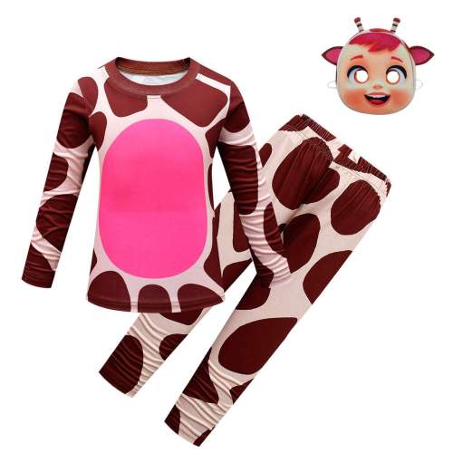 Cry Babies Cow Cosplay Costume Cartoon Long Sleeve Pants Sets for Girls