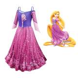 Rapunzel Cosplay Costume Halloween Fancy Party Princess Dress