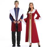King and Queen Costume Royal Retro Couple Cosplay Halloween Classical Court Outfit for Adults