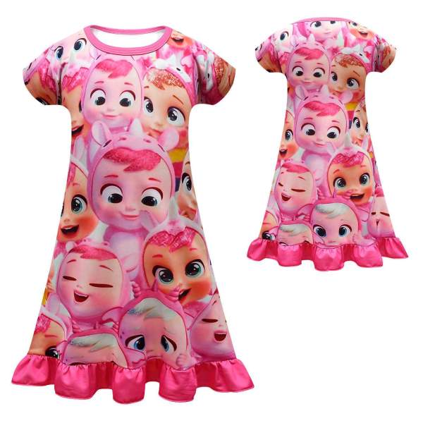 Cry Babies Nightgown Little Girls Short Sleeve Ruffle Summer Dress