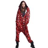 Halloween Costumes Hooded Jumpsuit Red Devil's Eyes Printed Outfit for Women Horror Cosplay Costumes