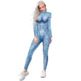 Aquaman Cosplay Costume Halloween Jumpsuit Slim Fit Long Sleeve T-Shirt Party Outfit For Adults