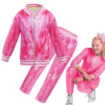 Jojo Siwa Costume Cosplay Top Pants Hoodie Sportswear Hallopween Outfit Suit Dress Up For Toddler Girls