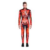 Halloween Men Skeleton Bodysuit Skull Jumpsuit Cosplay Costume