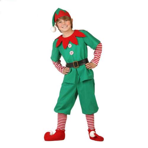 Family Matching Costumes for Christmas Green Elf Suit Santa Claus Outfits