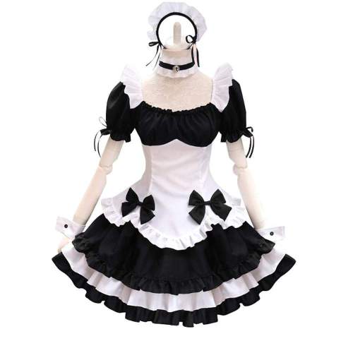Game Costume cosplay Miracle Nikki Black White Chocolate Maid lolita Princess Dress