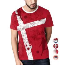 Men's Sports Shirts Short Sleeve Soccer Football Tees Round Neck T-Shirts Casual Tops