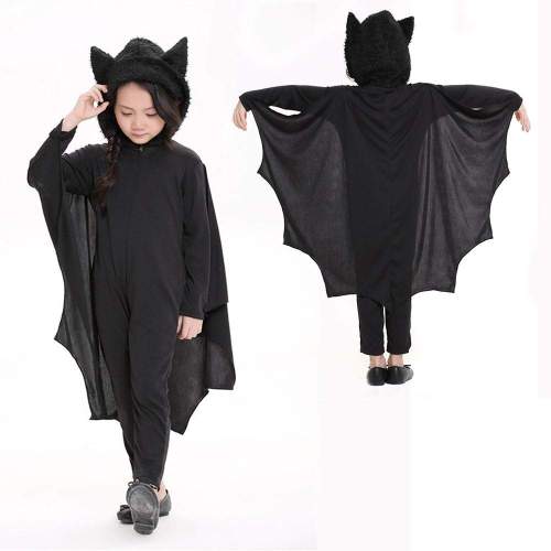 Child Kids Halloween Bat Cosplay Costume with Hood and Gloves