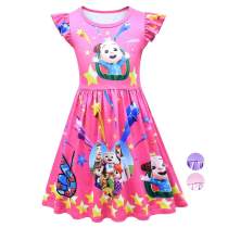 Girls CocoMelon Dress Flutter Sleeves Cartoon Princess Dress