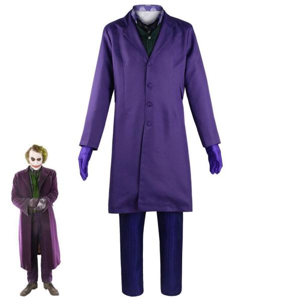 Dark Knight Rise Joker Cosplay Costume Halloween Suit Purple Jacket Clown Dress Up