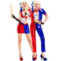 Harley Quinn Cosplay Costume Suicide Squad Halloween Fancy Dress Joker Outfit Clown Suit for Women